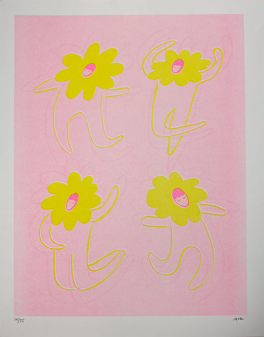 Dancing in the garden, I feel like a million dollars (Risograph Print)