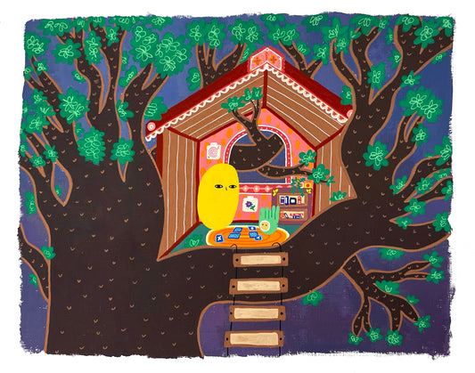 Egg and Celery Head in the Treehouse (Print)